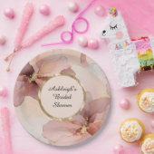 Romantisch Blush Roze Goud Bloemen Vrijgezellenfee Papieren Bordje (Feest)