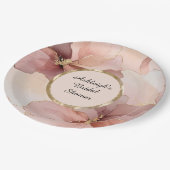 Romantisch Blush Roze Goud Bloemen Vrijgezellenfee Papieren Bordje (Gekanteld)