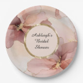 Romantisch Blush Roze Goud Bloemen Vrijgezellenfee Papieren Bordje (Voorkant)