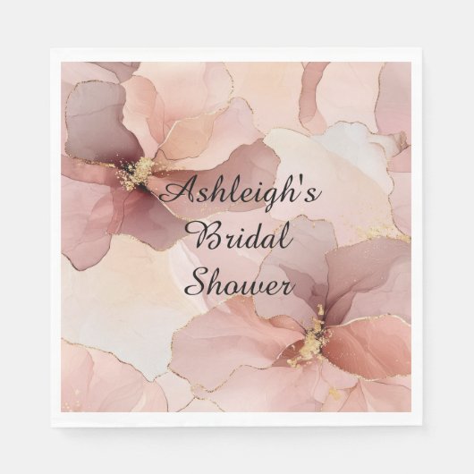 Romantisch Blush Roze Goud Bloemen Vrijgezellenfee Servet (Voorkant)