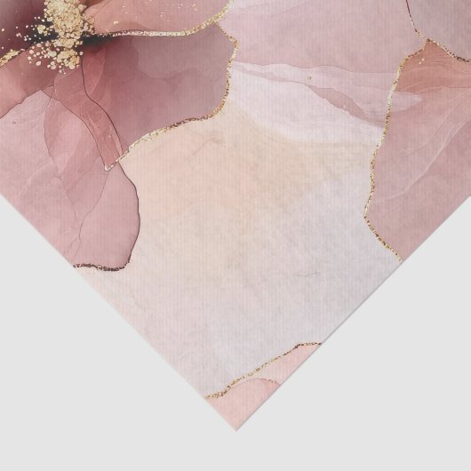 Romantisch Blush Roze Goud Bloemen Vrijgezellenfee Tissuepapier (Detail)