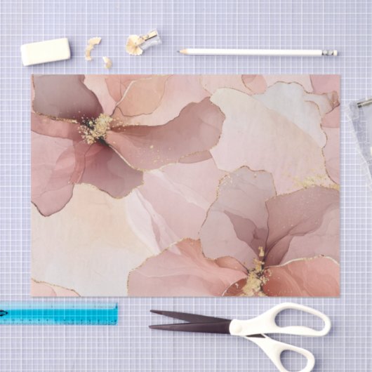 Romantisch Blush Roze Goud Bloemen Vrijgezellenfee Tissuepapier (Craft)