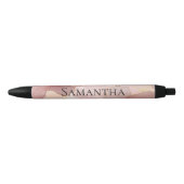 Romantisch Blush Roze Goud Bloemen Zwarte Inkt Pen (Voorkant)