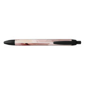 Romantisch Blush Roze Goud Bloemen Zwarte Inkt Pen (Achterkant)