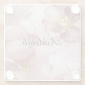 Romantisch Blush Roze Gouden Bloemen Verjaardag Glazen Onderzetter (Achterkant)