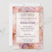 Romantisch Blush Roze Gouden Bloemen Verjaardag Kaart (Voorkant)