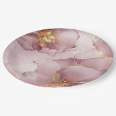 Romantisch Blush Roze Gouden Bloemen Verjaardag Papieren Bordje (Gekanteld)