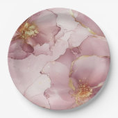 Romantisch Blush Roze Gouden Bloemen Verjaardag Papieren Bordje (Voorkant)