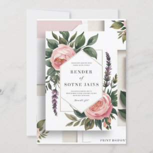 Romantisch Blush Roze & Groen Botanische bruiloft  Kaart