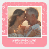 Romantisch Blush Roze Hart Foto Vierkante Sticker (Voorkant)