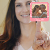 Romantisch Blush Roze Hart Foto Vierkante Sticker