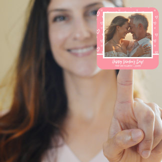 Romantisch Blush Roze Hart Foto Vierkante Sticker