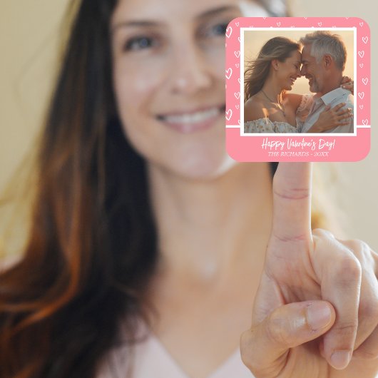 Romantisch Blush Roze Hart Foto Vierkante Sticker