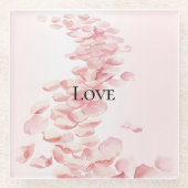 Romantisch Blush Roze Rozenblaadjes Glazen Onderzetter (Voorkant)