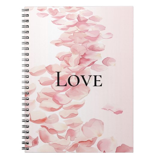 Romantisch Blush Roze Rozenblaadjes Notitieboek (Voorkant)