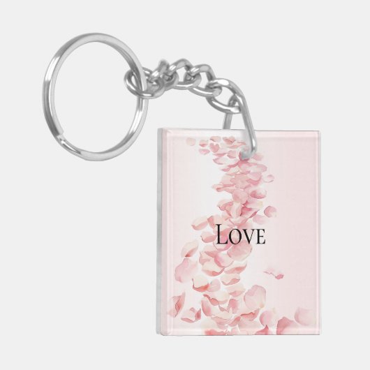 Romantisch Blush Roze Rozenblaadjes Sleutelhanger (Voorkant Links)