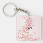 Romantisch Blush Roze Rozenblaadjes Sleutelhanger (Voorkant)