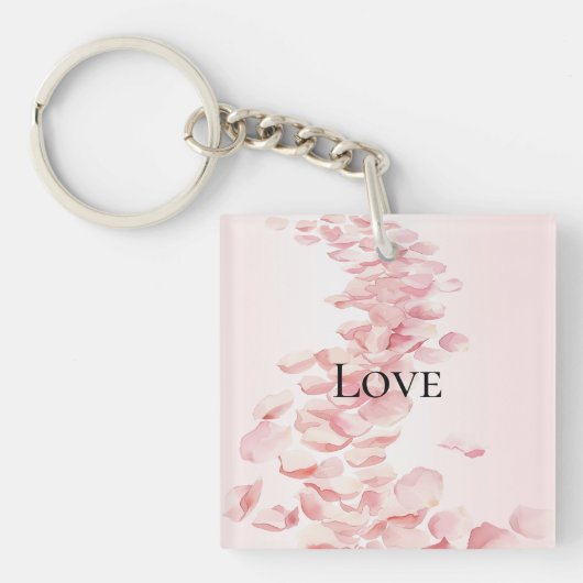Romantisch Blush Roze Rozenblaadjes Sleutelhanger (Voorkant)