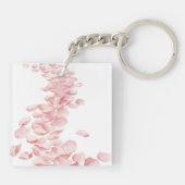 Romantisch Blush Roze Rozenblaadjes Sleutelhanger (Achterkant)