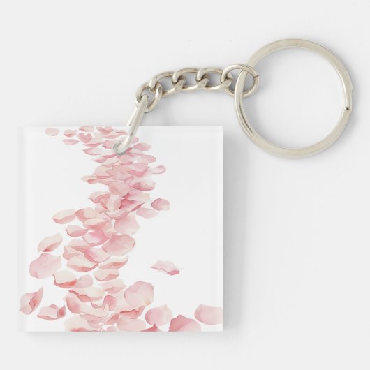 Romantisch Blush Roze Rozenblaadjes Sleutelhanger (Achterkant)