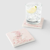 Romantisch Blush Roze Rozenblaadjes Stenen Onderzetter (Zijkant)