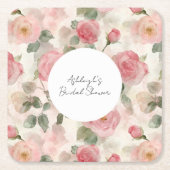 Romantisch Blush Rozen Bloemen Vrijgezellenfeest Kartonnen Onderzetters (Voorkant)