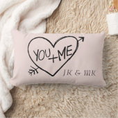 Romantisch Blush You en Me Hart monogram Kussen (Deken)