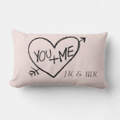 Romantisch Blush You en Me Hart monogram Kussen (Voorkant)