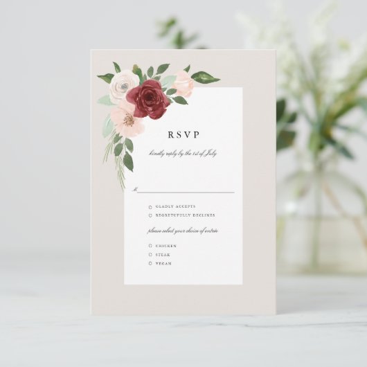 Romantisch boeket RSVP Menu (Staand voorkant)