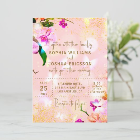 Romantisch boeket van orchideeën Elegante klassiek Kaart (Staand voorkant)