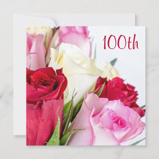 Romantisch boeket van rozen 100ste verjaardag kaart (Voorkant)