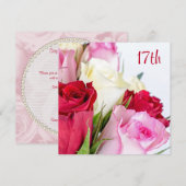 Romantisch boeket van rozen 17e verjaardag kaart (Voorkant / Achterkant)