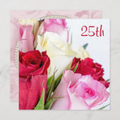 Romantisch boeket van Rozen 25ste verjaardag Kaart (Voorkant / Achterkant)