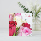 Romantisch boeket van Rozen 25ste verjaardag Kaart (Staand voorkant)