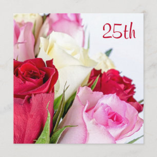 Romantisch boeket van Rozen 25ste verjaardag Kaart