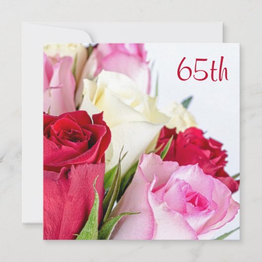 Romantisch boeket van rozen 65e verjaardag kaart (Voorkant)