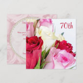 Romantisch boeket van Rozen 70ste verjaardag Kaart (Voorkant / Achterkant)