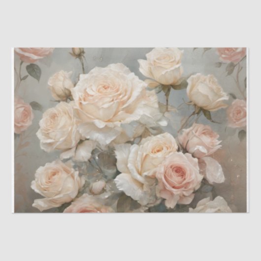 Romantisch boeket van Rozen - Decoupage - Tissuepapier (Voorkant)