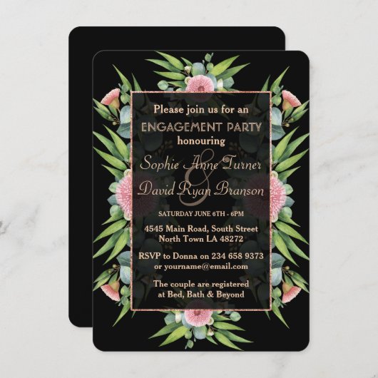 Romantisch Boho Bloemige Eucalyptus Verlovingsfees Kaart (Voorkant / Achterkant)