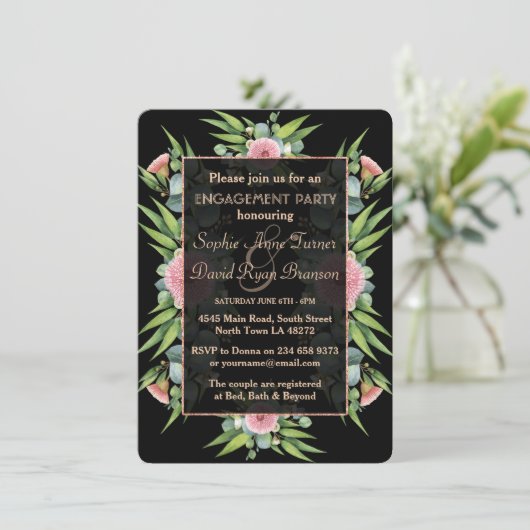 Romantisch Boho Bloemige Eucalyptus Verlovingsfees Kaart (Staand voorkant)