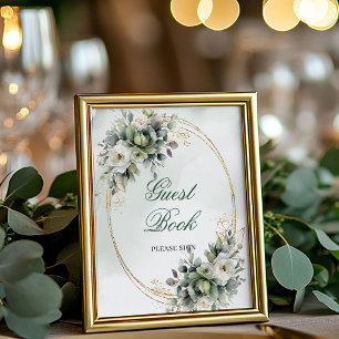 Romantisch Boho Botanisch Gastenboek Tafelbordje Poster