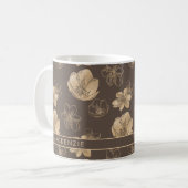 Romantisch Boho Gold Foil Bloemen Patroon Koffiemok (Voorkant links)