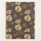 Romantisch Boho Gold Foil Bloemen Patroon Planner (Voorkant)