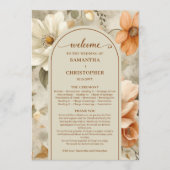Romantisch Boho Neutraal Beige Olijfgroen Bloemen Programmakaart (Voorkant)