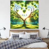 Romantisch boompaarmonogram canvas afdruk (Insitu (Slaapkamer))