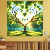 Romantisch boompaarmonogram canvas afdruk (Insitu (Woonkamer))