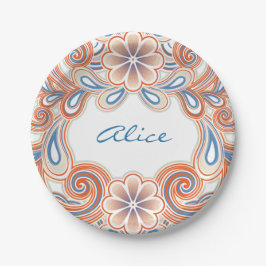 Romantisch bord met vintage oranje bloemen