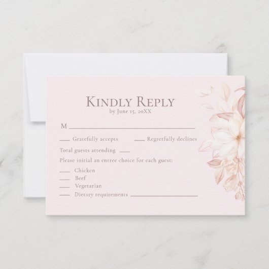 Romantisch Bord Roze Rozen Bruiloft RSVP Kaart (Voorkant)