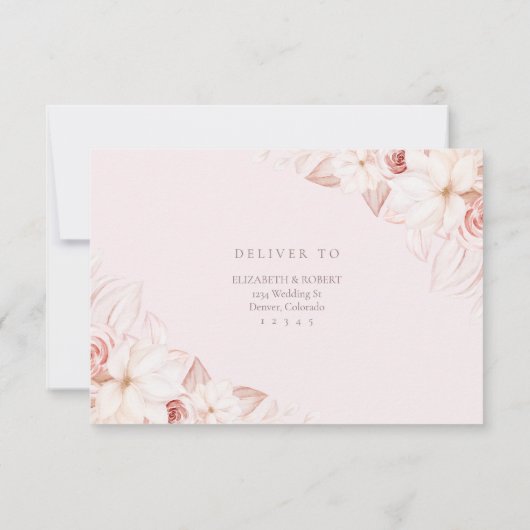 Romantisch Bord Roze Rozen Bruiloft RSVP Kaart (Achterkant)