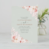 Romantisch Bord Roze Rozen Trouwuitnodiging Folie Uitnodiging (Staand Voorkant)
